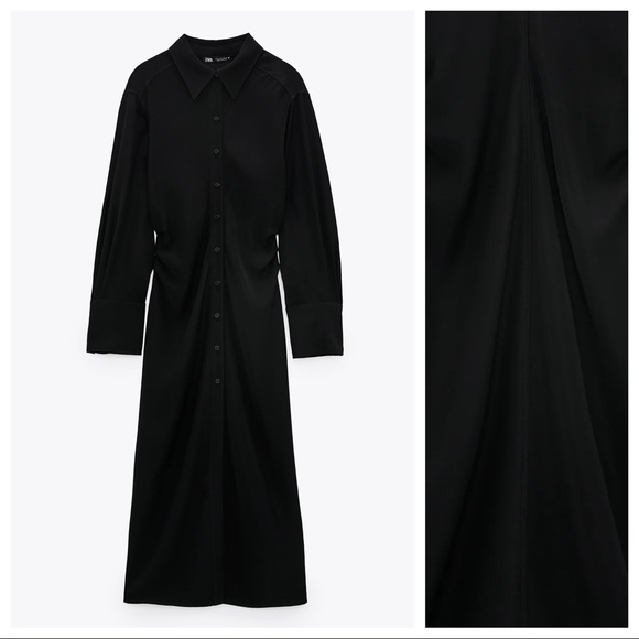 NWOT. Zara Black Midi Dress. Size S. - Picture 3 of 8